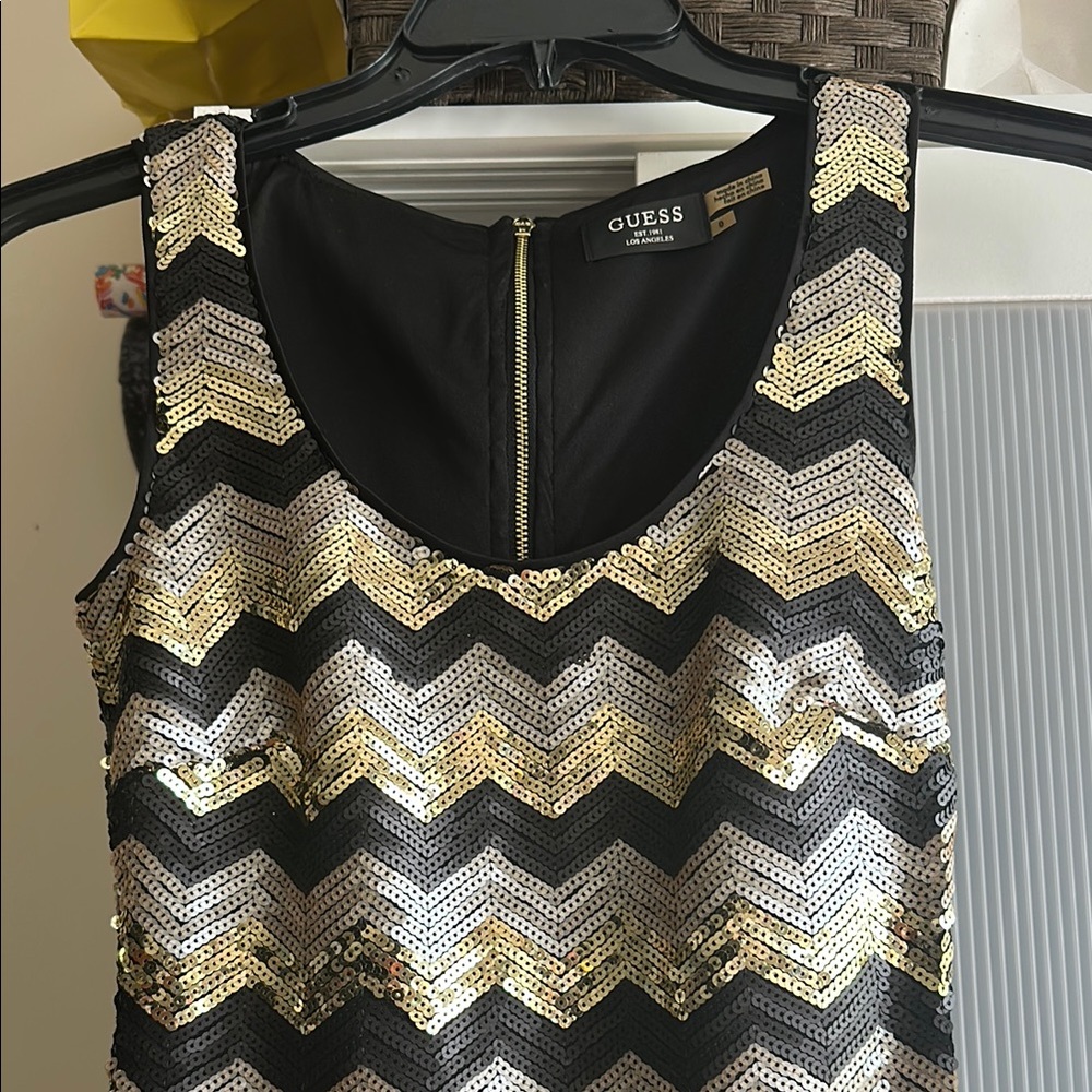 Guess Black and Gold Sequin Dress